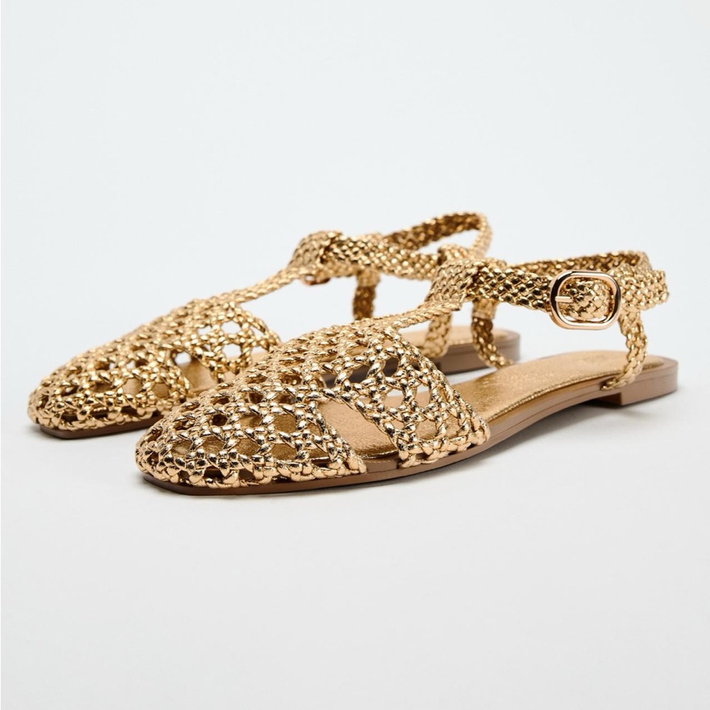 Zara woven sandal gold